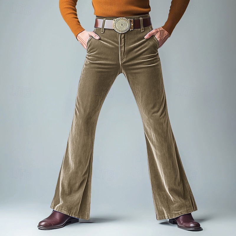 Pánské Oblekové Rozšířené kalhoty Zvonové dno Kalhoty Sametové kalhoty Kapsy Bez vzoru Pohodlné Yumuşak Plná délka Párty Venkovní Denní Módní Šik ven Vodní modrá Trávová zelená Lehce elastické 2026 - $29.99 –P3