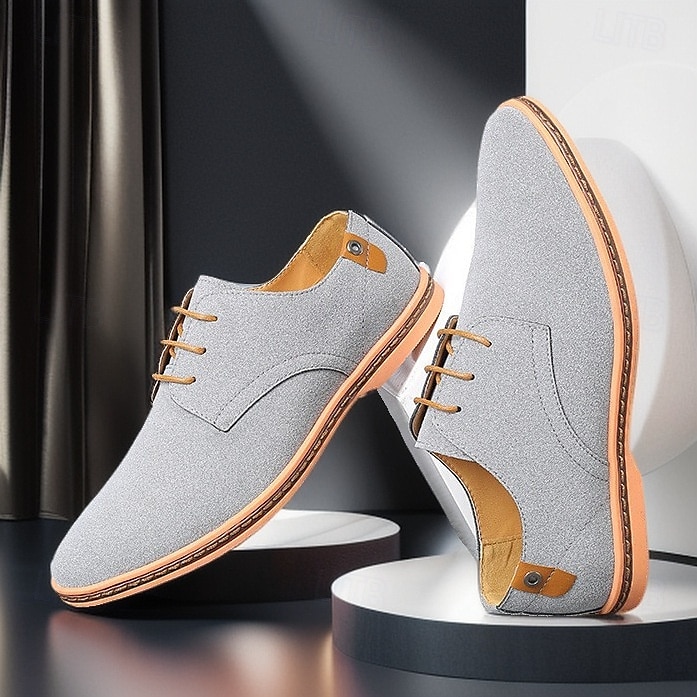 ανδρικά casual πράσινα σουέτ παπούτσια oxford – σχέδιο με κορδόνια με σόλα αντίθεσης, άνετα καθημερινά παπούτσια για έξυπνο-casual στυλ 2025 - $46.99 –P3