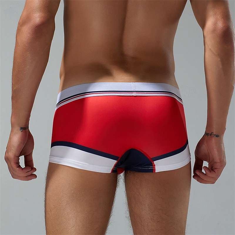 Men's 1 PCS Boxers Underwear Boxer Shorts Patchwork Polyester Breathable Soft Comfortable Color Block Letter Mid Rise Yellow Red 2025 - $10.49 –P2