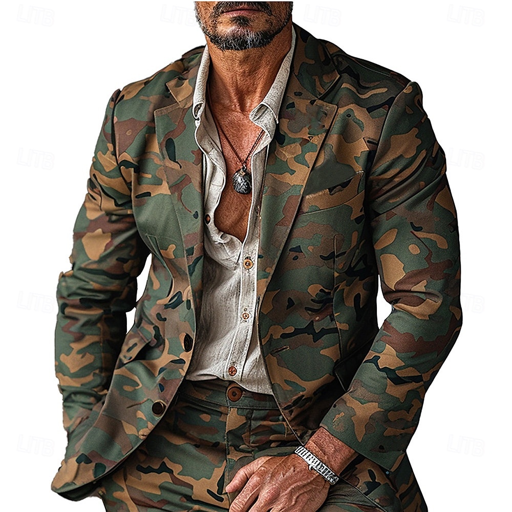 Men's Camo Long Sleeve Turndown Vintage Casual Outdoor Street Daily Buttons 3D Print Multi Pocket 2025 - $71.03 –P1