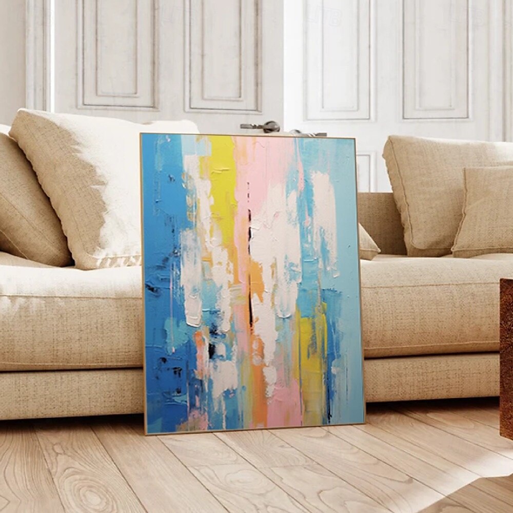 3d blauw abstract schilderij handgemaakte zonsondergang hedendaagse abstracte landschapsschilderij moderne perzik en roze landschapsschilderij wandkunst groot ingelijst canvas schilderij moderne 2025 - $116.99 –P9