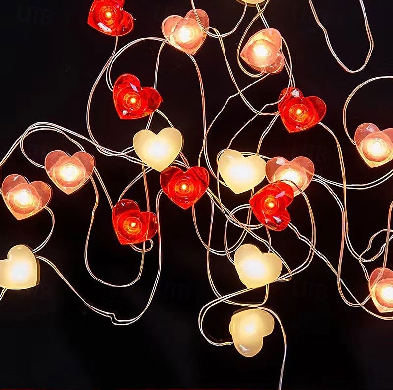 elegant bryllupsfest mottakelse valentinsdag led fe-lys – 2m 20led røde lepper kobbertråd, batteridrevet for hjemmeinnredning 2025 - HUF 2852 –P2