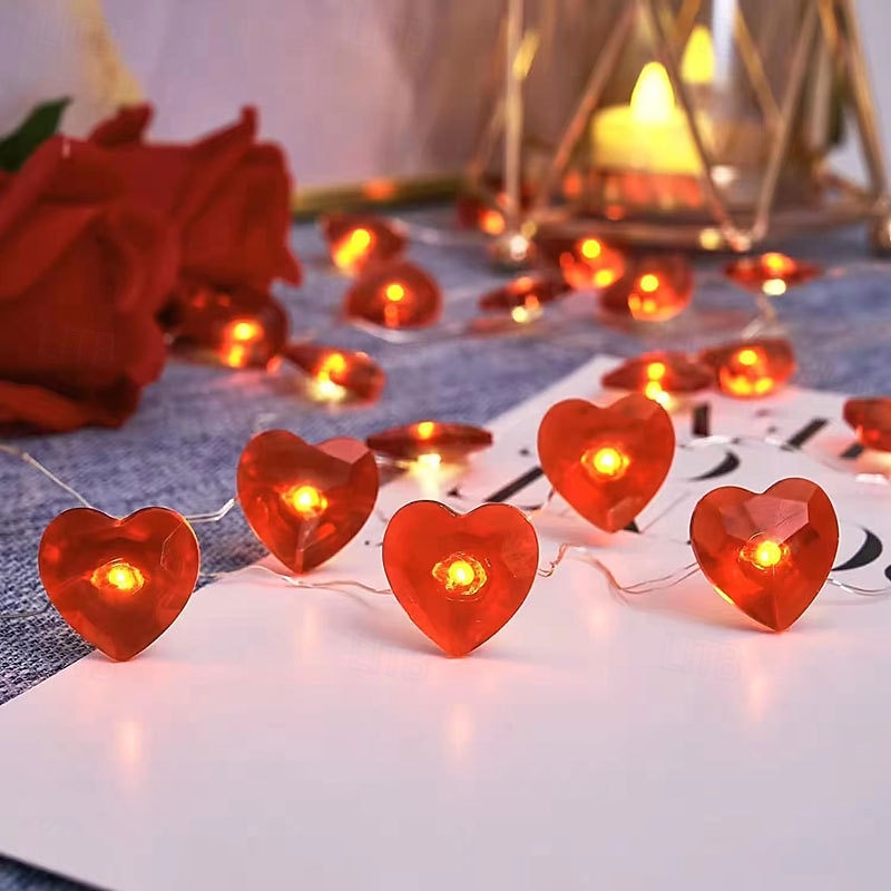 elegant bryllupsfest mottakelse valentinsdag led fe-lys – 2m 20led røde lepper kobbertråd, batteridrevet for hjemmeinnredning 2025 - HUF 2852 –P5