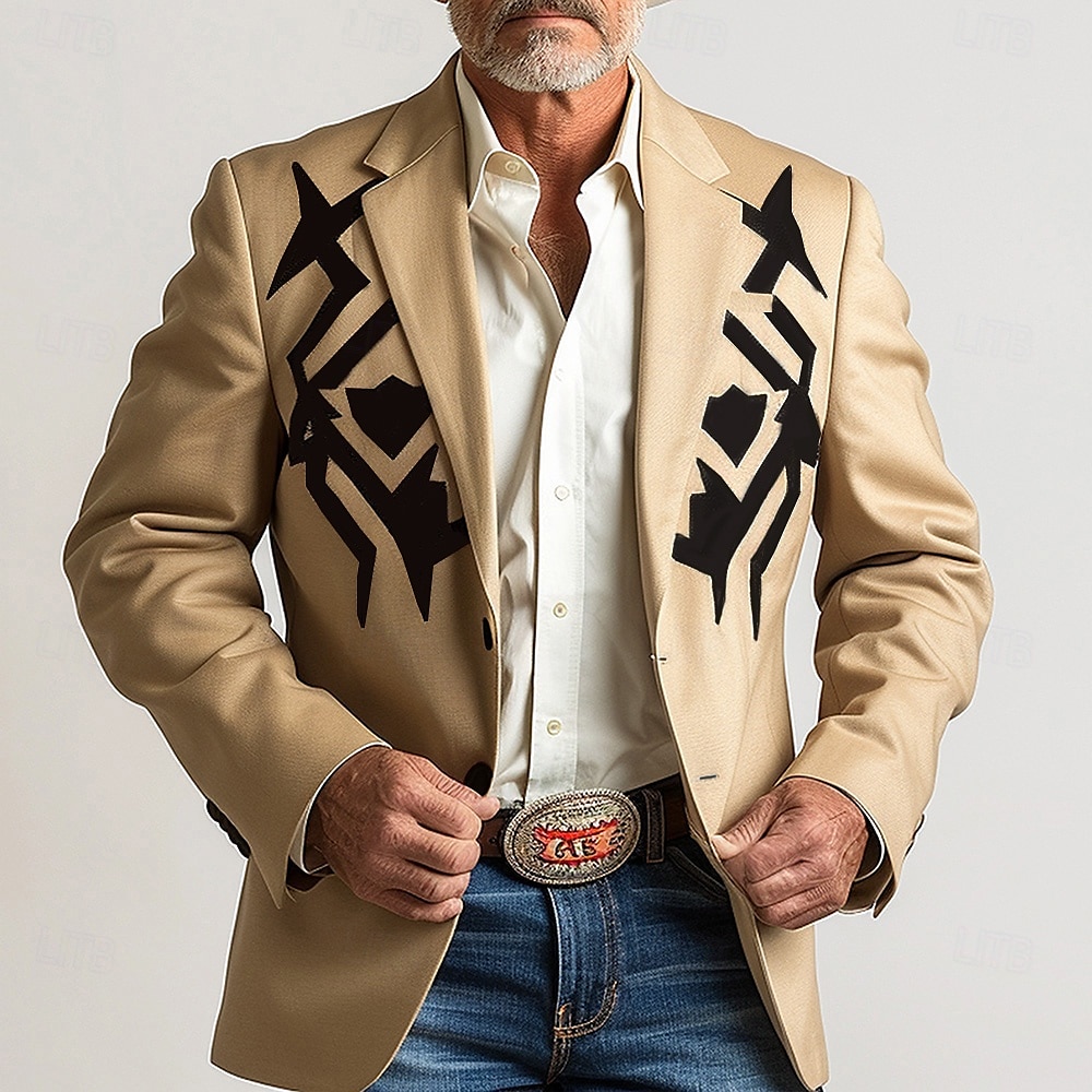 kentucky derby Herr Grafisk Långärmad Nedvikt Vintage Ledigt Utomhus Gata Dagligen Knappar 3D-utskrift Flera fickor 2025 - $61.99 –P1