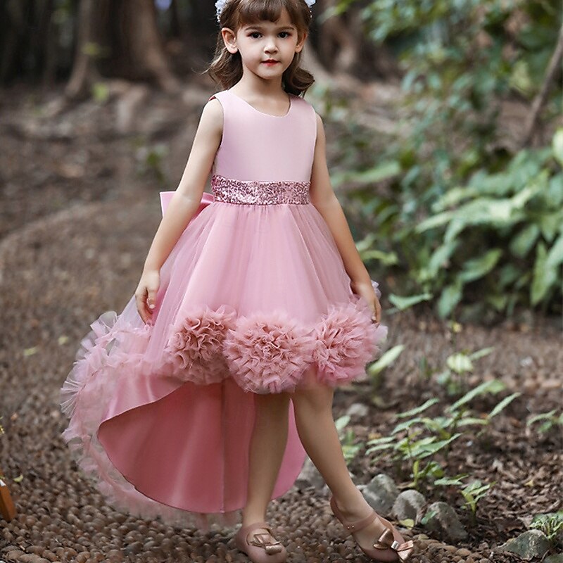 Bambino Da ragazza Vestito da festa Tinta unica Senza maniche Prestazioni Compleanno Retato Bellissimo Dolce Poliestere Asimmetrico Vestito da festa Vestito svasato Abito linea A Estate 4-12 anni del 2025 a $39.99 –P8