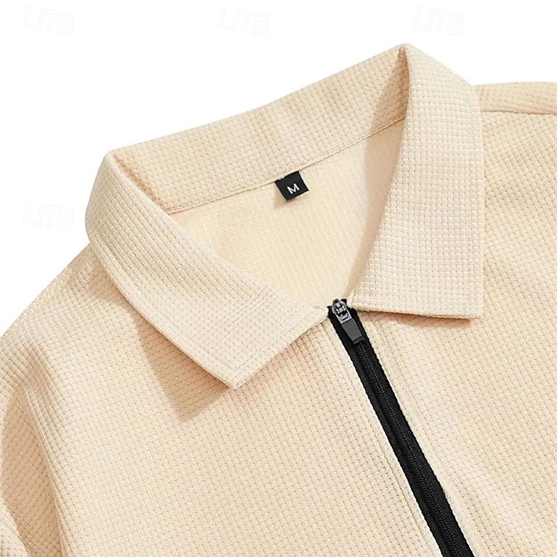 Miesten Vohveli poolopaidat Quarter Zip Polo Päivittäin Pyhäpäivä Neljänneksen postinumero Pitkähihainen Muoti Moderni Tavallinen 2-osainen 봄 & Syksy Normaali Musta Valkoinen Sininen Khaki Vaalean 2025 - $34.99 –P2
