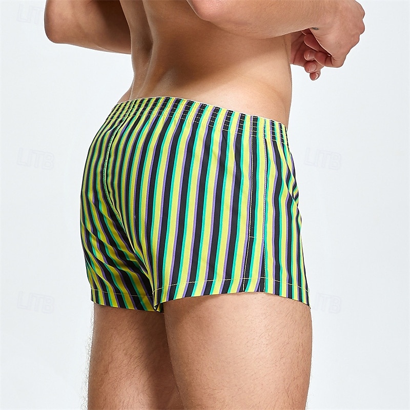 Hombre 1 pc Boxer Boxers Cintura elástica 100% Algodón Transpirable Suave Cómodo Raya Tiro Medio Blanco Amarillo 2025 - $11.49 –P13
