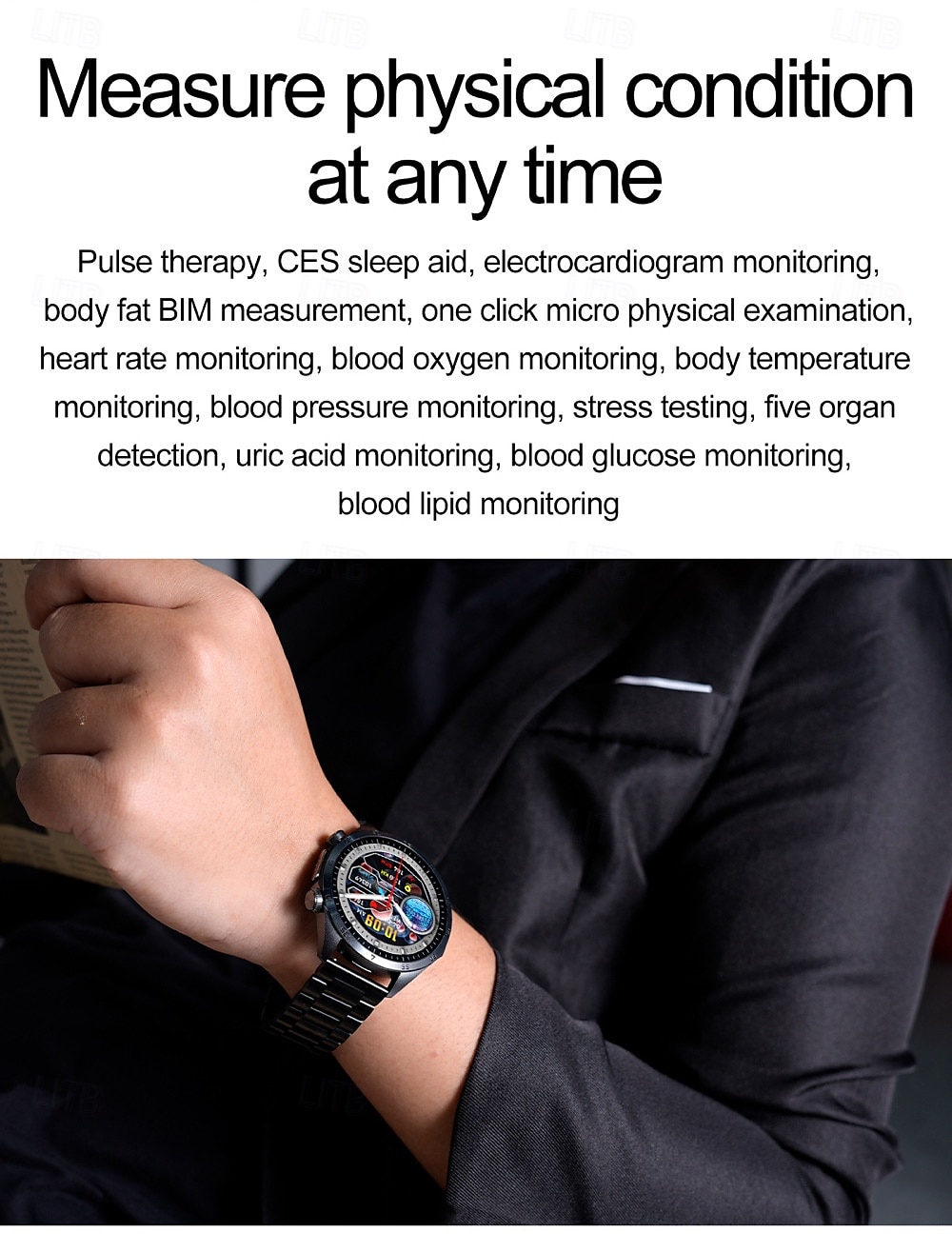 696 TK79 Smart Watch 1.47 inch Smart Band Fitness Bracelet Bluetooth ECG+PPG Temperature Monitoring Pedometer Compatible with Android iOS Women Men Message Reminder IPX-0 27mm Watch Case 2025 - $66.99 –P6