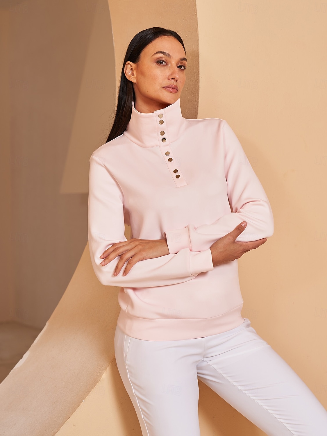 Dam Pullover-tröja Svart Vit Rosa Långärmad Överdelar Golfkläder för damer Kläder Outfits Bär kläder 2025 - $33.99 –P4