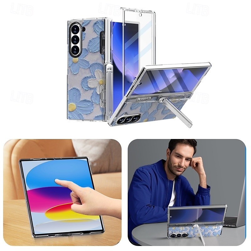 כיסוי טלפון ל-Z Fold 6 כיסוי ארנק עם מחזיק סטנד מחזיק עיפרון עמיד בפני זעזועים רטרו TPU PC 2025 - $29.99 –P1