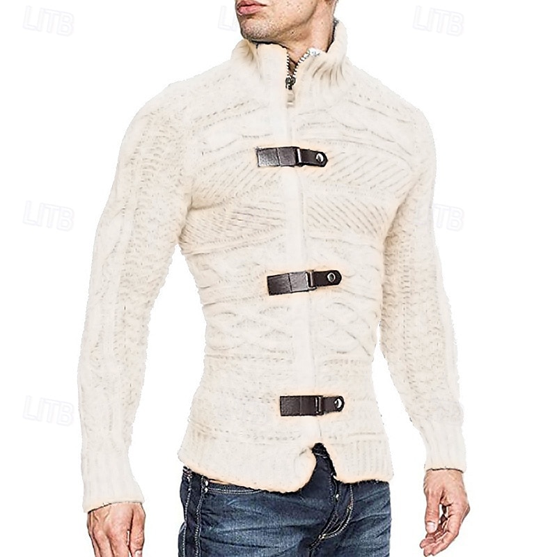 Homens Sueter Cardigan Suéter Cortado Suéter com zíper Suéter de malha Estriado Tricotar Padrão Tecido Colarinho Chinês Moda Clássico Roupa Diária Encontro Roupa Outono & inverno Preto Branco S M L de 2025 por $36.99 –P4