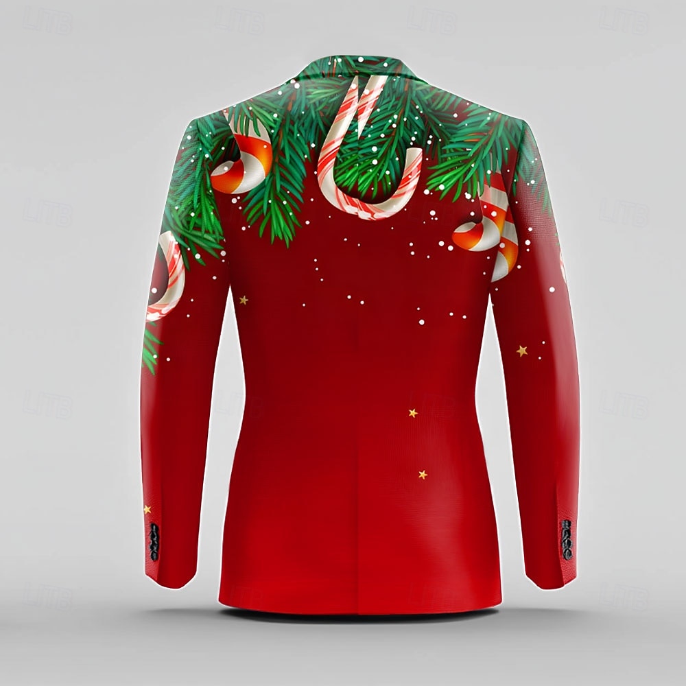 عيد الميلاد المجيد رجالي نمط عيد الميلاد معطف جاكيت بليزر متنفس مريح كاجوال ملابس الحفلات والسهرات مناسب للبس اليومي Buttons طباعة ثلاثية الأبعاد متعدد الجيب خريف & شتاء طوي كم طويل أحمر 2025 - $64.99 –P2