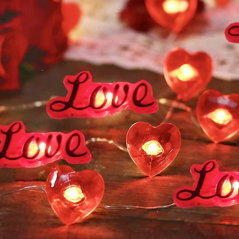elegant bryllupsfest mottakelse valentinsdag led fe-lys – 2m 20led røde lepper kobbertråd, batteridrevet for hjemmeinnredning 2025 - HUF 2852 –P6