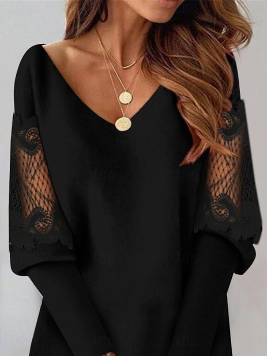 Dam Mini klänning Svart klänning Vardagsklänning Cocktail klänning Formell klädsel Ledigt Sport & Utomhus Gata Normal Slät Långärmad V-hals Svart Vit Höst Vinter 2026 - $24.99 –P2