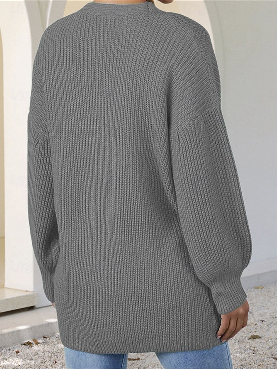 Dames Trui Vest Casual Zacht Heldere kleur Geribd Open voorzijde Zak Gebreid Lange mouw Normale tops breien Buiten Dagelijks Weekend Blozend Roze Rood Herfst Winter 2025 - $29.99 –P6