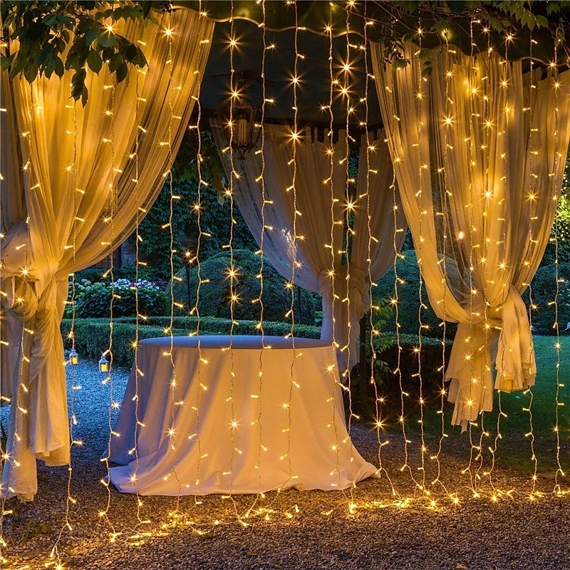 elegante festa de casamento recepção led cortina luzes de corda – 6m x 3m / 3m x 3m 600 leds cintilantes estrelas luzes de fadas para decoração de casa de 2025 por $38.99 –P11