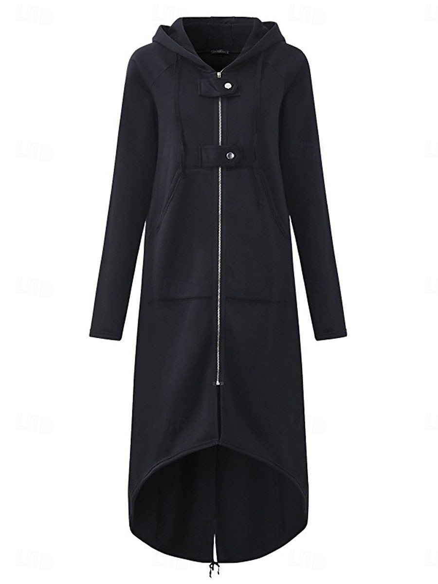 Femme Décontractées manche longue Sweat à capuche Hauts longs Plein Air Quotidien Zippé Poche Noir Gris Automne Hiver de 2025 ? $35.99 –P5