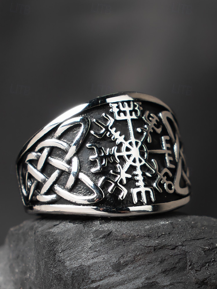 pánský prsten z vikingské runy – prsten z nerezové oceli inspirovaný severskou mytologií s rytinami starověkých symbolů, ideální pro milovníky severského stylu a duchovních šperků 2026 - $11.99 –P4