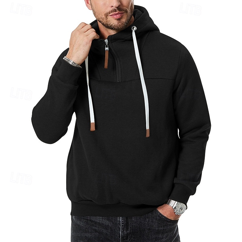 Pánské Kapuce Mikina se zipem na čtvrtletí Bílá Kapuce Bez vzoru Denní Sporty a outdoor Dovolená Šik ven Chladný Na běžné nošení Jaro & podzim Oblečení Mikiny s kapucí Mikiny Dlouhý rukáv 2026 - $28.99 –P5