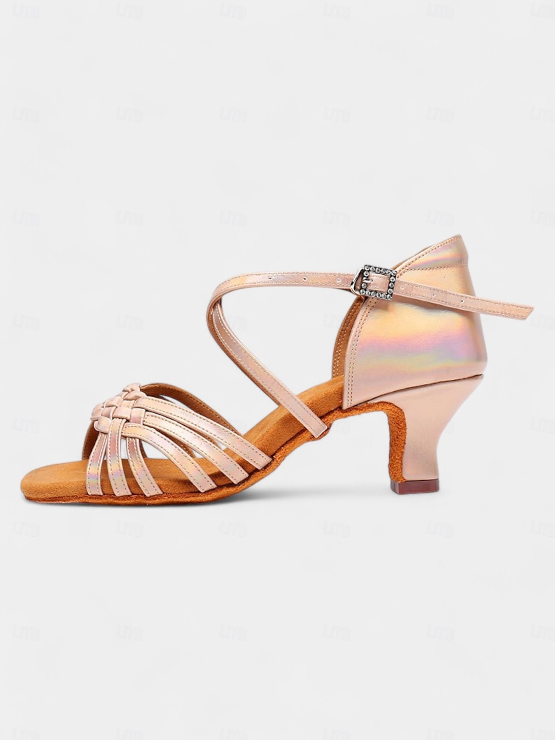 Women's Silver Holographic Dance Sandals with Soft Suede Sole, Cross-Strap Design and Low Heel - Ideal for Salsa, Latin, and Ballroom Dancing 2025 - $42.99 –P3