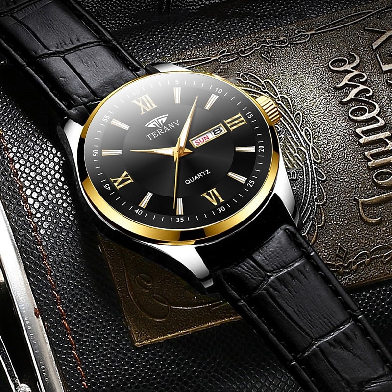 1 Neue Mode Trend Herren Business Quarz Uhr Kalender Woche Anzeige Lebensreise Leuchtende Freizeit Sport Herren Armbanduhr Geschenk Ideale Wahl 2025 - $22.99 –P3