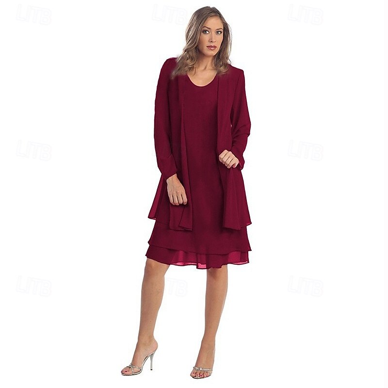 robe en mousseline de soie pour femme robe midi plissée travail rendez-vous vacances élégant décontracté col rond rose clair noir couleur bordeaux de 2025 ? $48.99 -P4