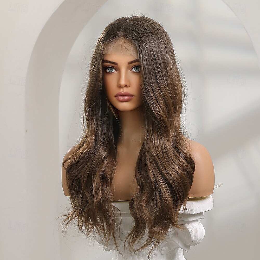Pruik van synthetisch kant Gekruld Stijl 26 inch(es) Donkerbruin Middelste stuk 13x5x1 Lace Front Pruik Dames Pruik Lichtbruin 2025 - $109.99 –P11