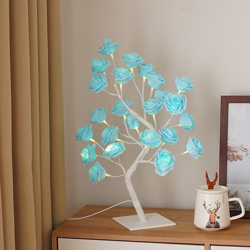 led rosetre lampe valentinsdag skrivebordslampe bryllup bursdagsfest hjemme soverom nattlys usb-drevet avtakbar valentinsdag dekorasjon nattlys 2025 - $21.99 –P6