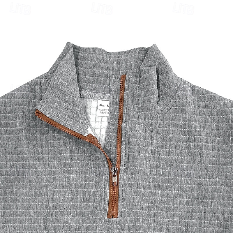 Per uomo Maglia Felpa con zip corta Nero Bianco Blu marino Grigio chiaro Grigio scuro Mezza zip Blocco di colori Tasca Frontale Testurizzato Sport & Outdoor Quotidiano Ferie Poliestere Streetwear del 2025 a $28.99 –P5