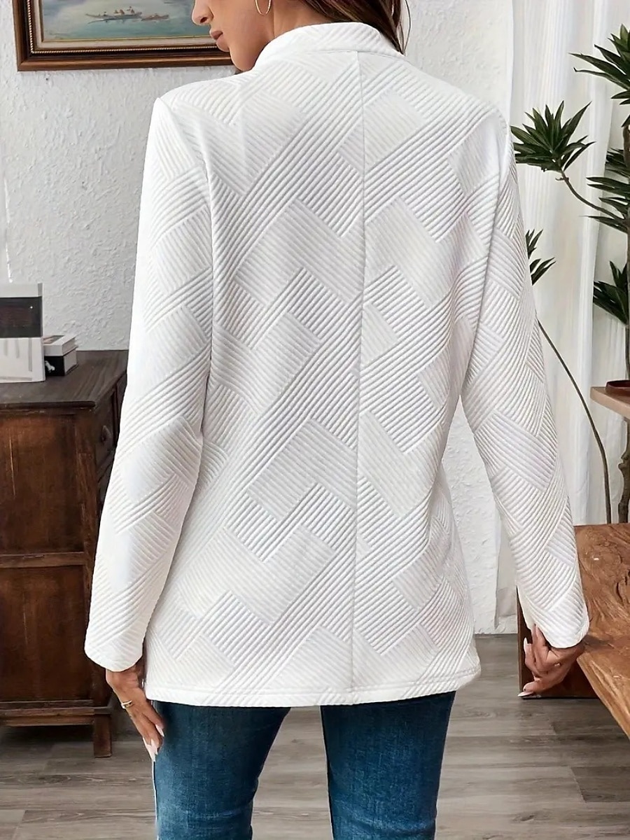Dames Blazer Werk Strakke pasvorm Effen Kleur Ademend OL-stijl Normale pasvorm bovenkleding Lange mouw Herfst Wit S 2025 - $36.99 –P4