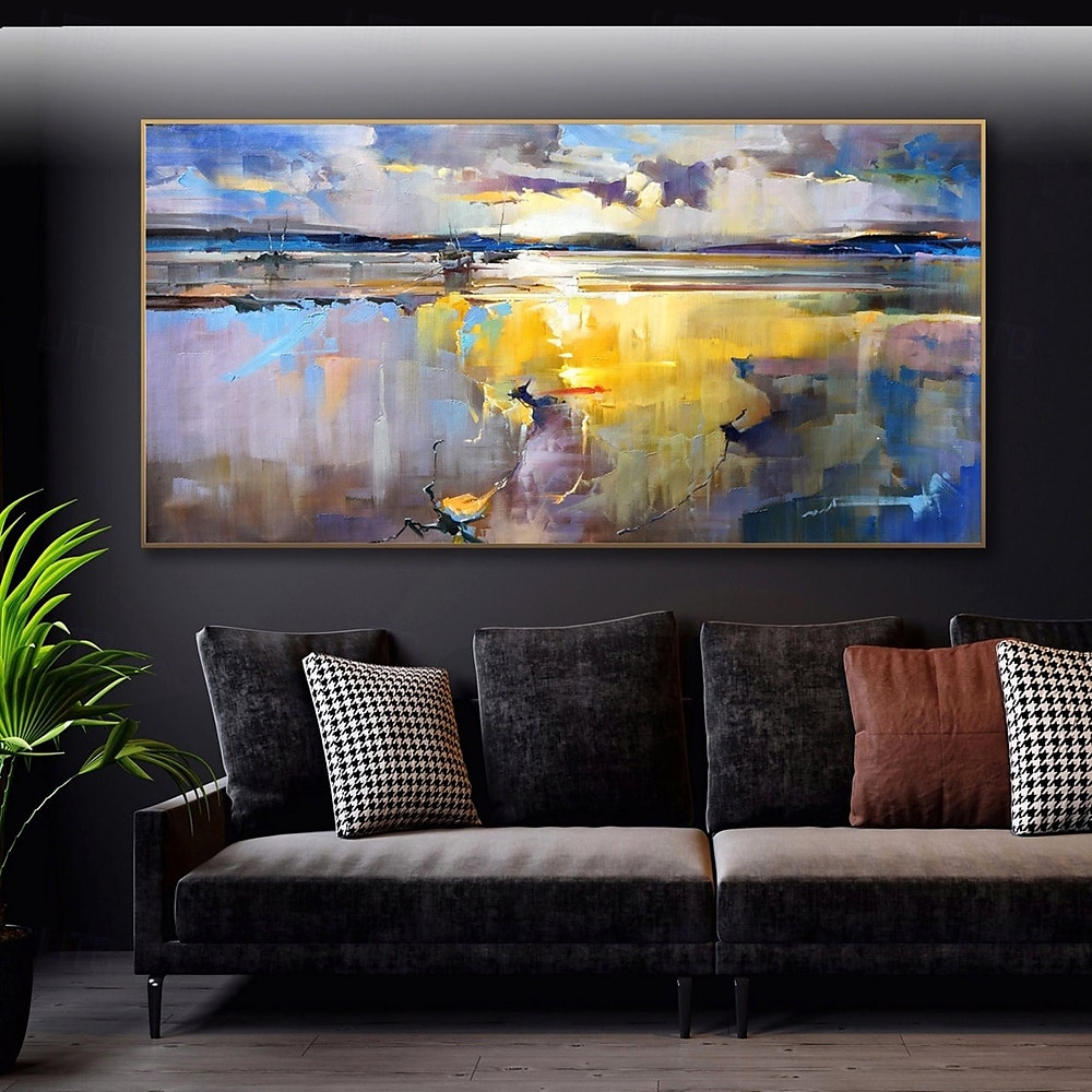 Mintura Handmade Lake View Oil Paintings On Canvas Wall Art Decoration Modern Abstract Landscape Picture For Home Decor Rolled Frameless Unstretched Painting 2025 - $77.99 –P1