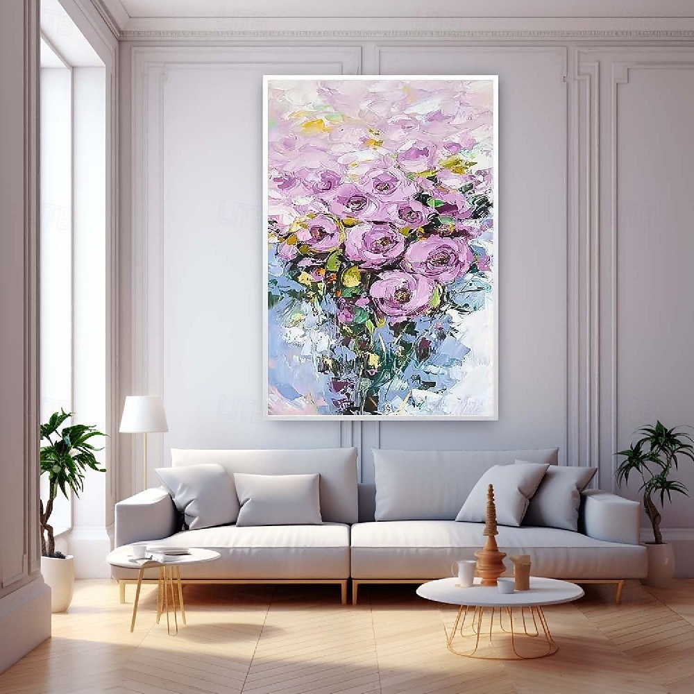 handgjord handmålad oljemålning vägg purole blomma landskapsmålning heminredning färgglad blommig oljemålning på duk stor väggkonst abstrakt 3d blomma konst boho vägg dekor anpassad målning 2025 - $75.99 –P3