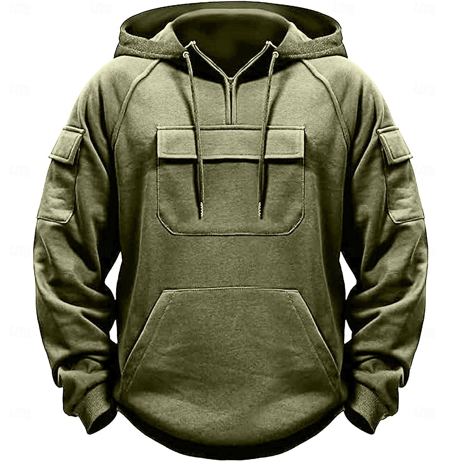 Per uomo Felpa con cappuccio Felpa con cappuccio e cerniera a un quarto Nero Verde militare Blu marino Cachi Grigio scuro Con cappuccio Liscio Tasche Sportivo Giornaliero Per eventi Streetwear del 2025 a $33.99 –P5