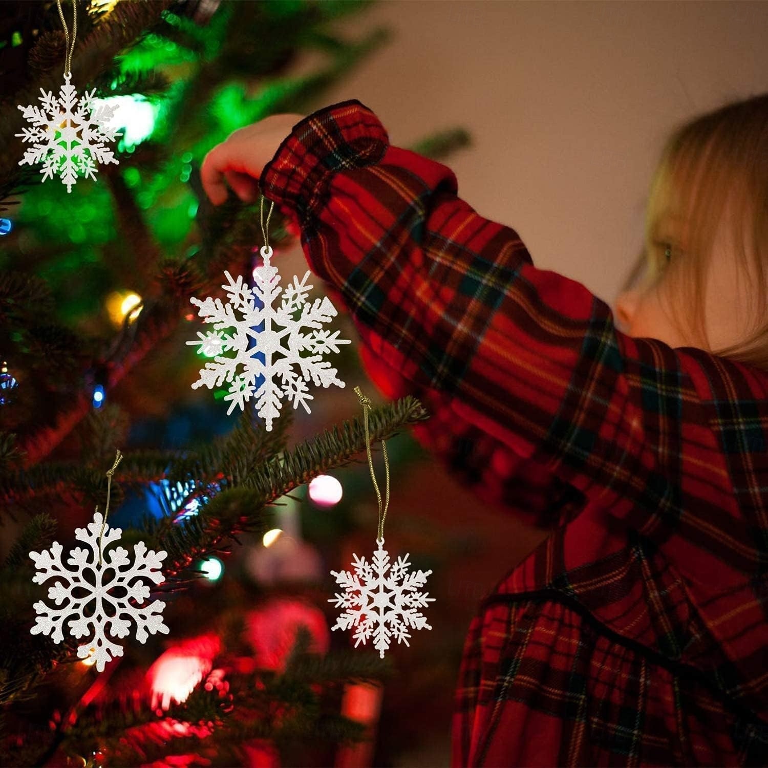 36ks sněhových vloček-ozdoby na vánoční stromeček,ozdoby se sněhovými vločkami na stromeček,plastové třpytky bílé ozdoby se sněhovými vločkami,vánoční vnitřní zimní dekorace z říše divů 2025 - $15.99 –P2