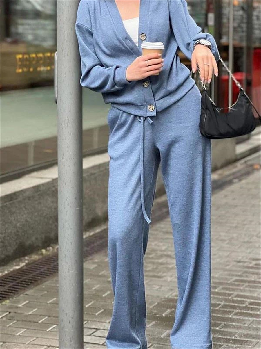 Loungewear-Set für Damen, Strickjacke, Jogginghose, Kordelzug, neutrales Taupe, entspannte Passform, bequemes Home-Casual-Outfit, Frühling, Herbst, vielseitige Größen 2025 - $36.99 –P6