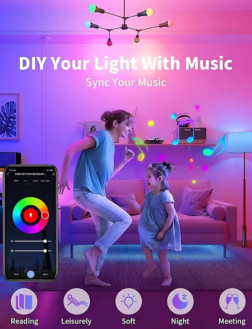 2025年 E26/E27 RGB LED スマート電球 – 10W 色変化、WiFi 調光可能、Alexa 対応 &グーグル4個  コレクション – $53.99 –P3