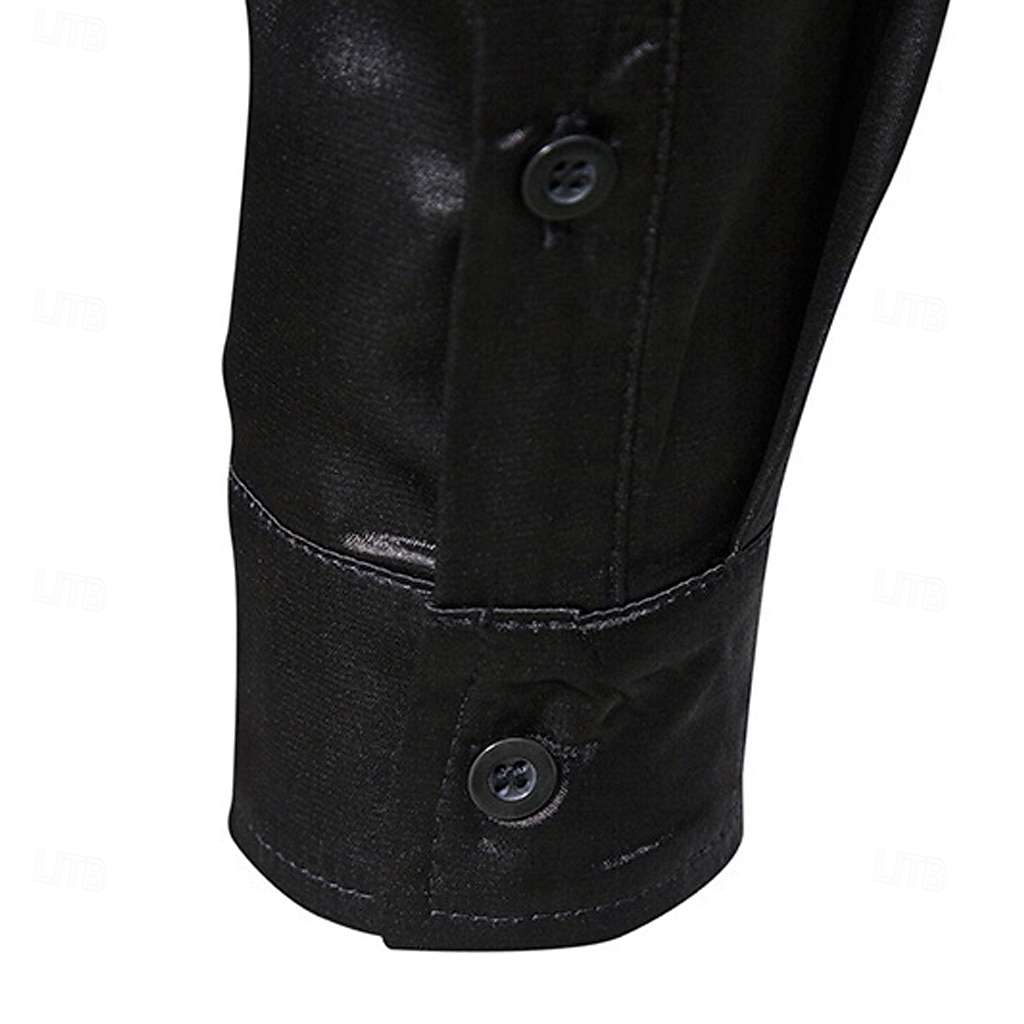 Homens Camisa Social Blusa de cetim Camisa casual camisa de botão Leopardo Casamento Férias Preto Branco Vinho Verde Manga Longa Lapela Primavera & Outono Roupa Patchwork de 2026 por $28.99 –P8