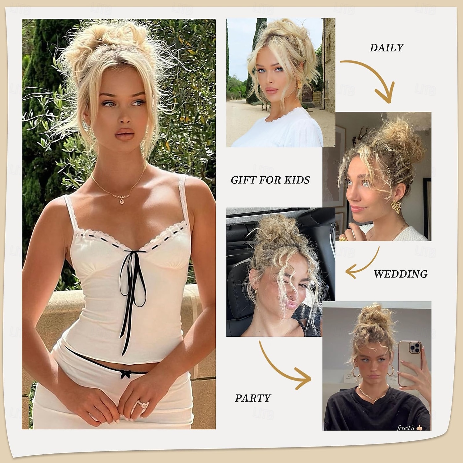 Messy Bun Hair Piece Scrunchie Extension Tousled Updo Wavy Curly Hairpieces Synthetic Chignon for Women Girls 2025 - $7.99 –P7
