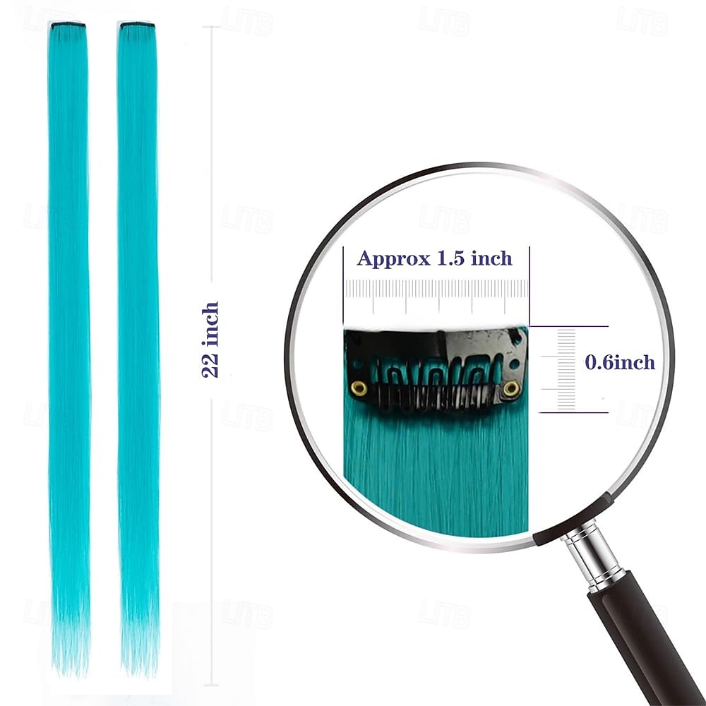 12Pcs Colored Hair Extensions - 22 Inch Straight Clip In Synthetic Hairpieces Ideal for Women, Kids, and Girls, for Halloween, Christmas and Cosplay 2025 - $11.99 –P5