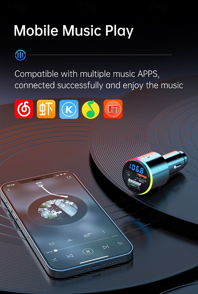 FM Transmitter With Car MP3 Player Fast Charging QC 3.0 Hand-free Call Dual PD Charger Bluetooth 2025 - $43.99 –P8