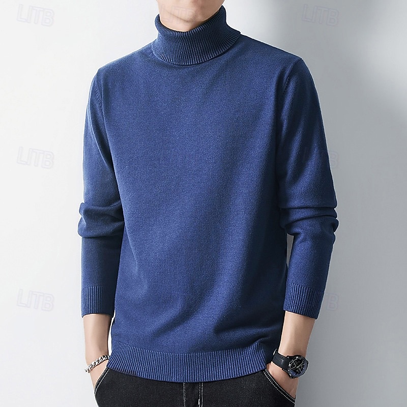 Herren Pullover Strickpullover Gerippt Stricken Standard Strick Glatt Rollkragen Modisch Brautkleider schlicht Freizeitskleidung Verabredung Bekleidung Frühling & Herbst Kamel Schwarz XS S M 2025 - $12.99 –P1