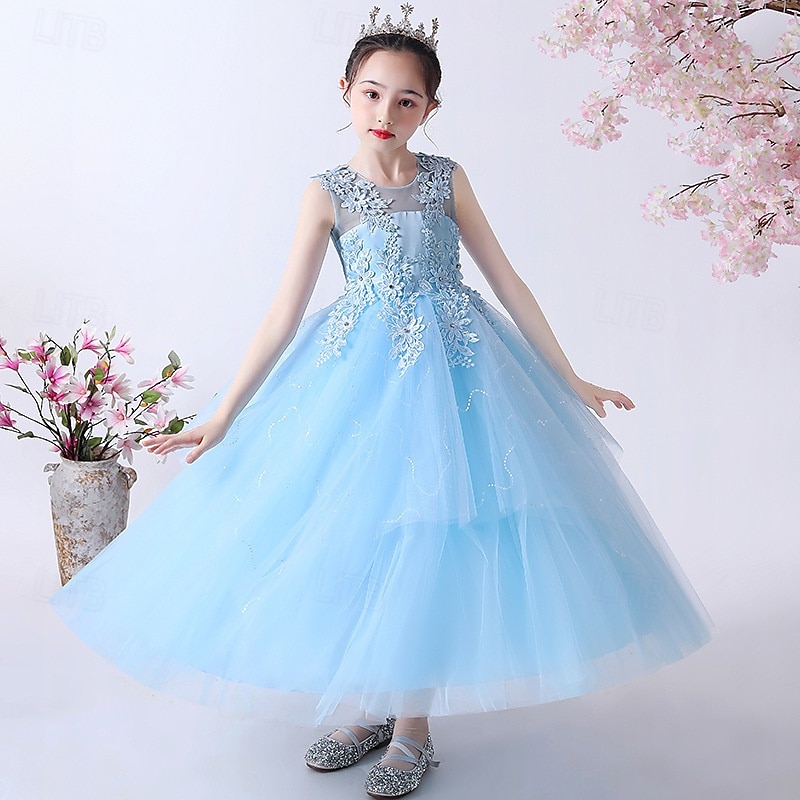 Vestido para Meninas das Flores Crianças Para Meninas Vestido de princesa Espetáculo Casamento Festa Elegante Lindo Com Transparência Côr Sólida Sem Manga Gola Redonda Branco Rosa 4 anos + de 2025 por $40.99 –P4