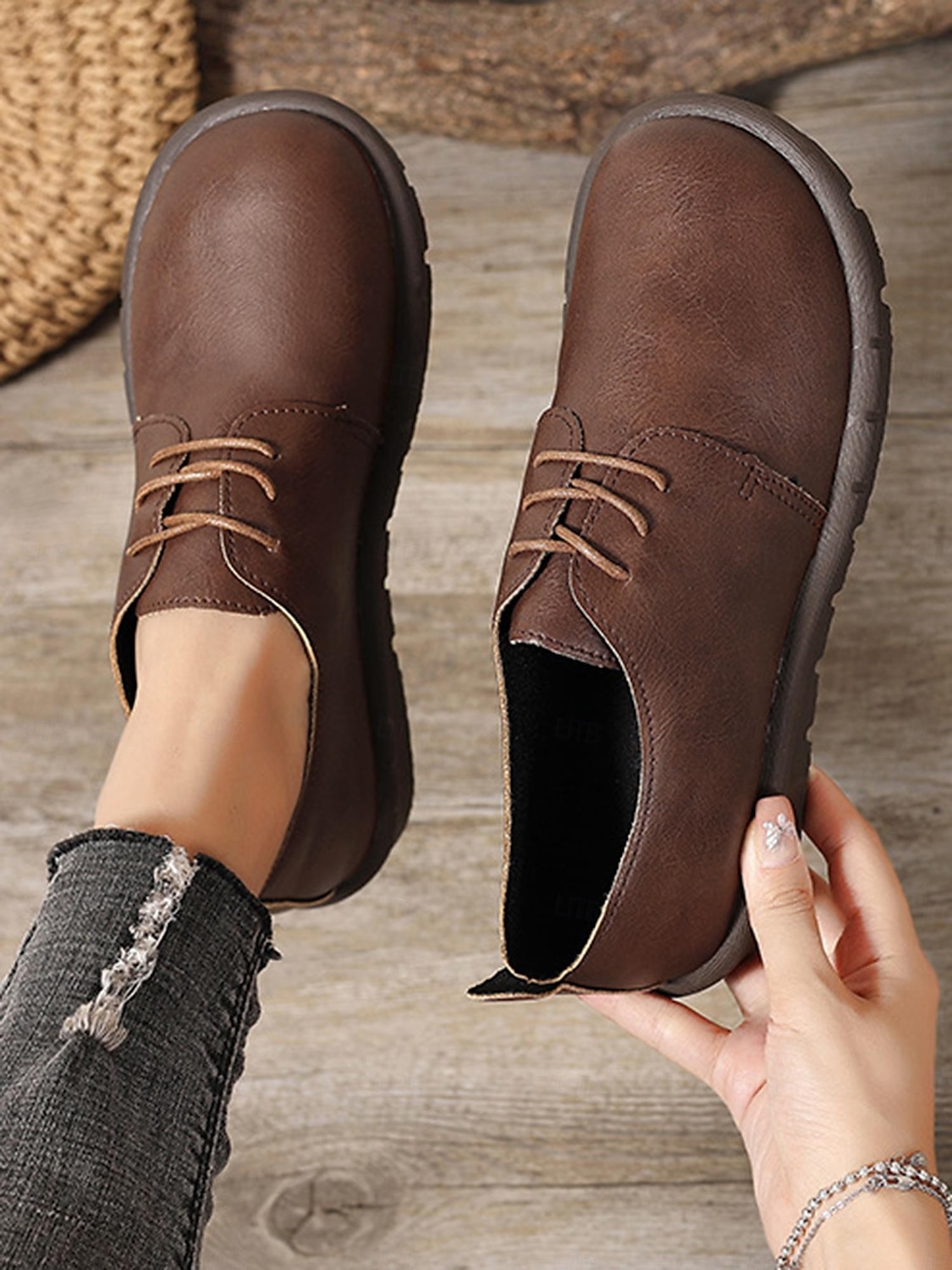 chaussures décontractées à lacets en similicuir marron pour hommes avec semelle antidérapante confortable - parfaites pour un usage quotidien de 2025 ? €23.99 –P2