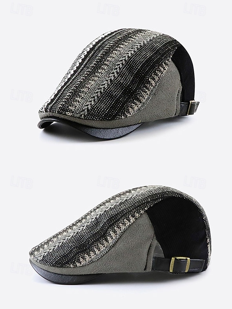 casquette à chevrons pour homme avec lanière en cuir réglable - casquette plate de style vintage, idéale pour les vêtements décontractés et les activités de plein air de 2025 ? $14.99 –P7