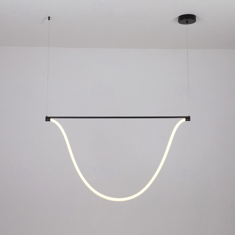 lampada a sospensione lineare sottile in metallo con tubo lungo e paralume in silicone lampada a sospensione a led lampade a goccia nere a flute 110-240v del 2025 a $249.99 –P7