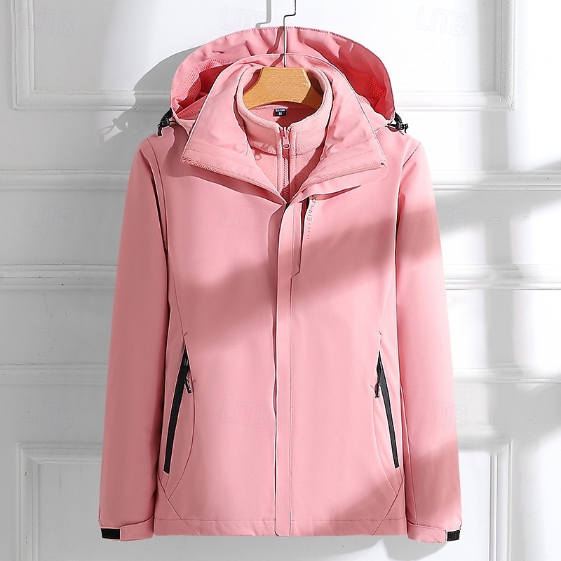 Per donna Giacca Softshell Giubbino da escursione Inverno All'aperto Tenere al caldo Fodera di vello Antivento Resistente all'acqua Giacca 3 in 1 Giacche in pile Giacca a vento Viaggi Nero Avorio del 2025 a $66.99 –P4