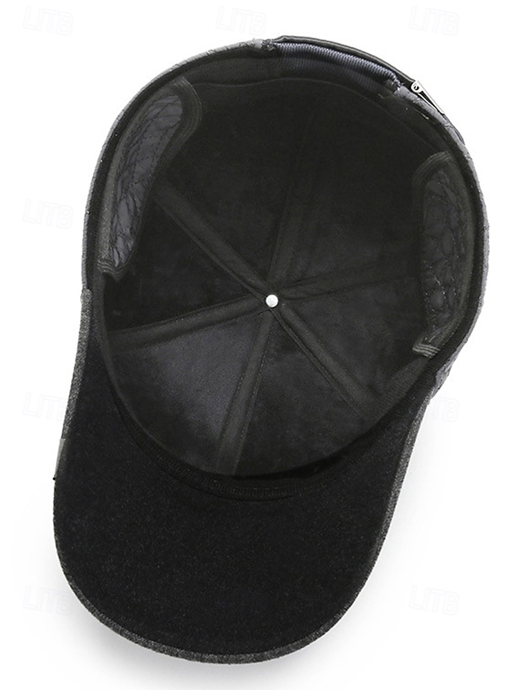 Gesteppte Winter-Baseballmütze mit Ohrenklappen für Herren – warme, wasserdichte Outdoor-Mütze in Schwarz, Marineblau und Dunkelgrau 2025 - $14.99 –P3
