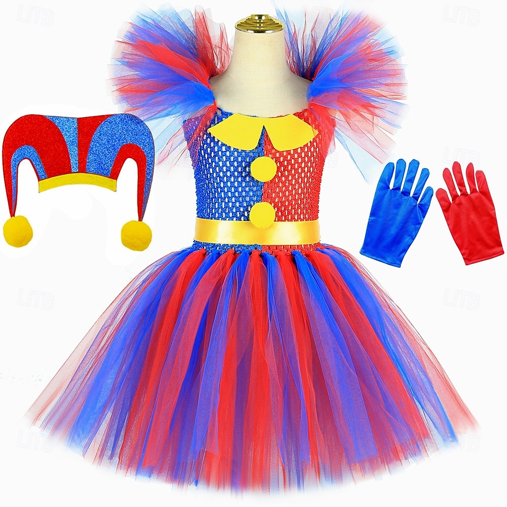 cirkus Žolík Klaun Pomni Karnevalový kostým Úbory Kostým Dětské Dívčí cosplay Výkon Párty Podium Karneval Mardi Gras Jednoduchý karnevalový kostým 2025 - $43.99 –P8