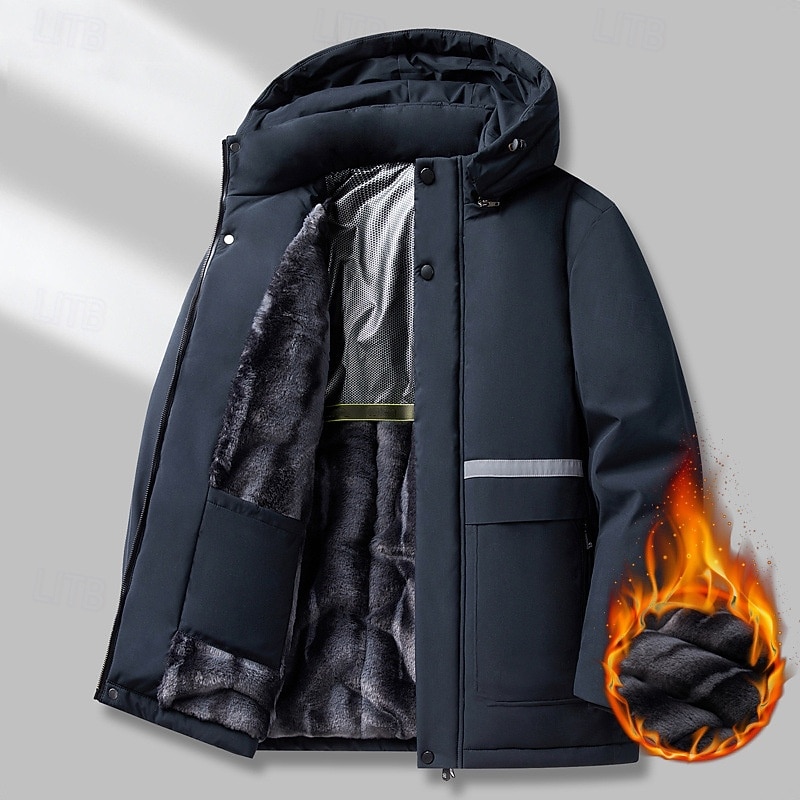 Męskie Kurtka turystyczna Zima Na wolnym powietrzu Keep Warm Polarowa podszewka Odporność na wiatr Kurtka wiatrówka Podróżowanie Czarny Khaki Ciemnoniebieski 2025 - $93.99 -P9