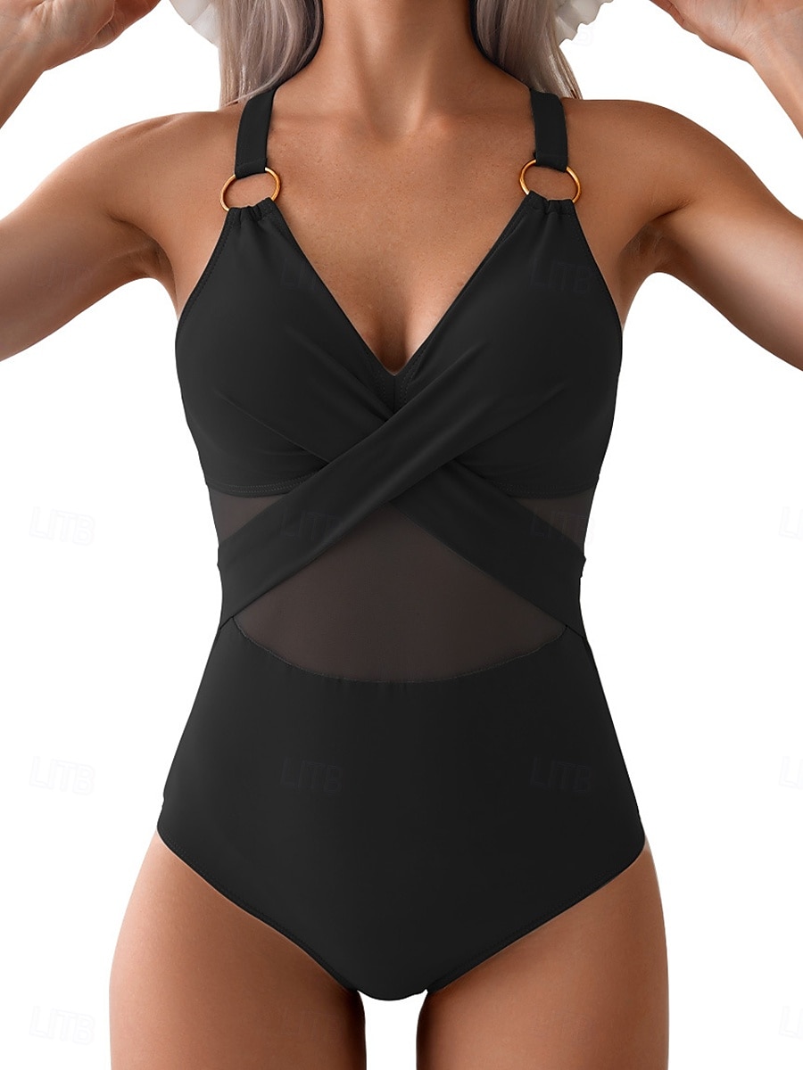 Femme Maillots de Bain Une pièce Maillot de bain Mode Hawaïen Couleur unie Sans Manches Maillots de bain de 2025 ? $27.99 –P4